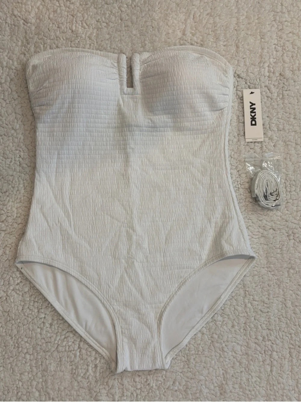 DKNY White Strapless One-Piece Swimsuit - Picture 1 of 4